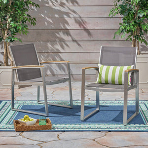 English Elm Glasgow Outdoor Dining Chair Set Aluminum Mesh Mid-century Modern Patio Seating 62759.00