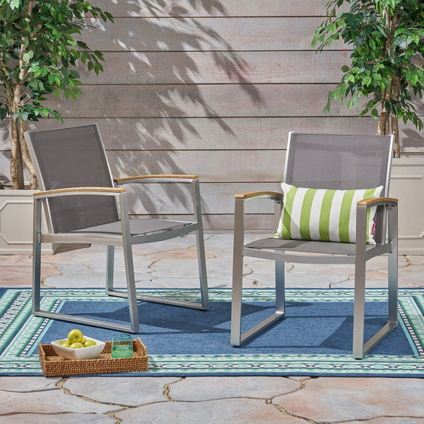 English Elm Glasgow Outdoor Dining Chair Set Aluminum Mesh Mid-century Modern Patio Seating 62759.00