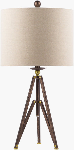 Surya Durkin Table Lamp - 27" Elegant Accent Lighting With Metal Base & Linen Shade For Classic Decor Body, Metallic ,Bronze,Shade (Outside), Beige,Shade (Inside), Yellow,Finial, Metallic ,Bronze,Harp, Metallic ,Brass,Cord, Translucent Iron,Linen,Polyester,Iron Dkn-001
