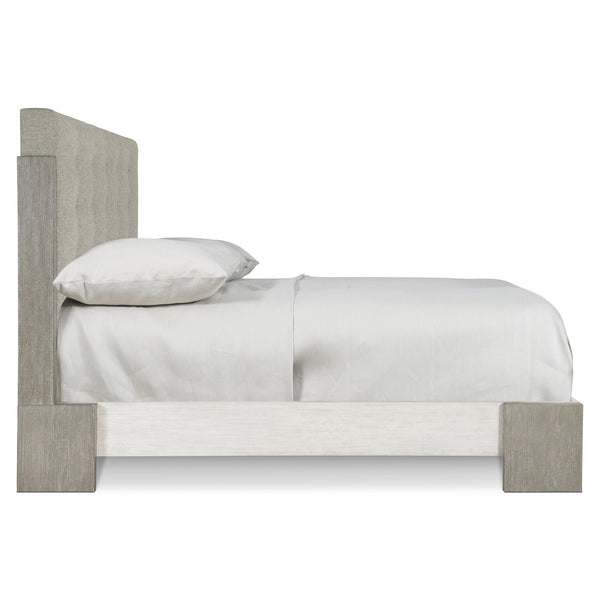 Bernhardt Bernhardt Modern-Rustic Upholstered King Panel Bed With Button Tufting & Two-Tone Acacia Frame, Luxe Finish K1606