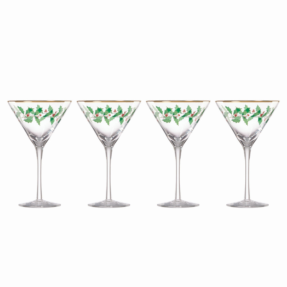 Lenox Holiday 4-Piece Martini Glass Set Red & Green, NO COLOR GLASS,CRYSTAL 893570