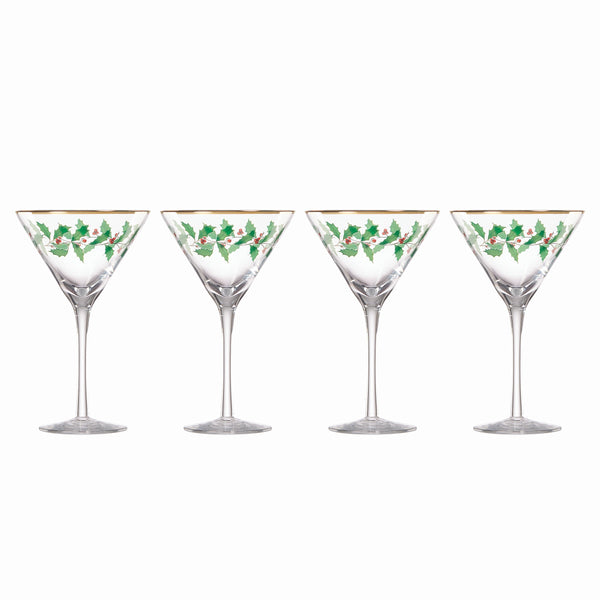 Lenox Holiday 4-Piece Martini Glass Set Red & Green, NO COLOR GLASS,CRYSTAL 893570