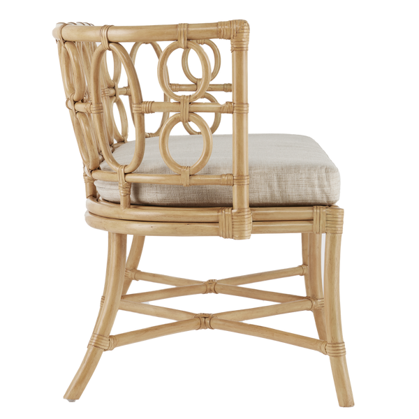 Tegal Natural Bench - Elegant Rattan Craftsmanship with Leather Ties for Stylish Indoor Spaces