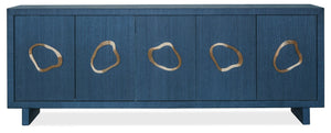 Hooker Furniture Commerce and Market Paige Raffia Wrapped Credenza with Sculptural Pewter Hardware 7228-85150-45