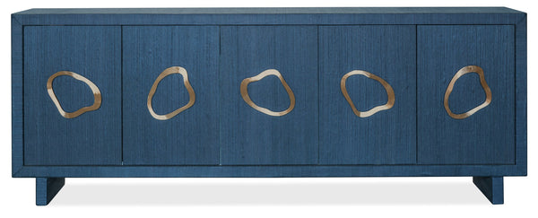 Hooker Furniture Commerce and Market Paige Raffia Wrapped Credenza with Sculptural Pewter Hardware 7228-85150-45