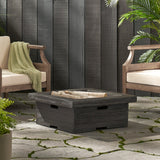 Christopher Knight Home® - Noble House - Bolton Outdoor Lightweight Concrete Wood Burning Square Fire Pit, Gray