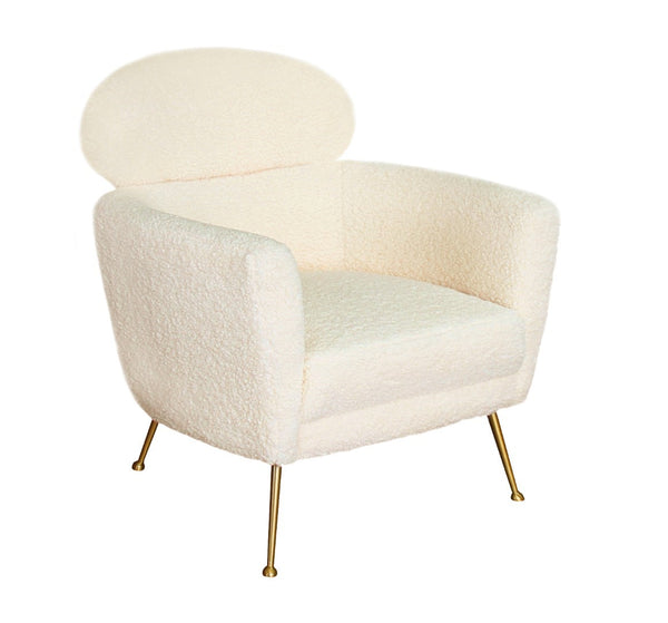 Pasargad Home Felice Modern Accent Chair In Cream - Stylish Vintage Charm With Gold Finish Cream Poly Fabric Pzw-967