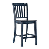 Homelegance By Top-Line Juliette Slat Back Wood Counter Height Chairs (Set of 2) Blue Rubberwood