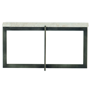 Bernhardt Bernhardt Sculptural Mid-Century Cocktail Table With White Travertine Top And Cross Steel Base Elegan Bronze 31.25"W x 23.25"D x 16.75"H 510010