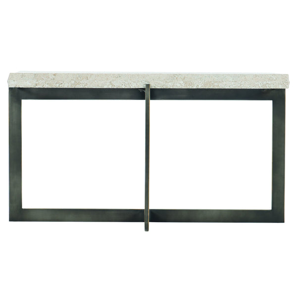 Bernhardt Bernhardt Sculptural Mid-Century Cocktail Table With White Travertine Top And Cross Steel Base Elegan Bronze 31.25"W x 23.25"D x 16.75"H 510010