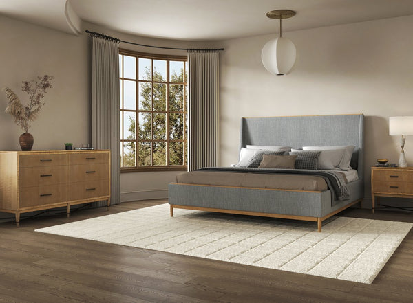 A.R.T. Furniture Loft Upholstered Bed With Classic Contemporary Maple Frame And Textured Gray Fabric Elegance Gray Material(S), Poplar And Rubberwood 335125-1911