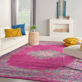 Nourison Passion PSN03 Machine Made Power-loomed Ornamental Border Indoor Only Bohemian Vintage Rug Fuchsia, Pink 100% Polypropylene 99446815095