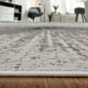 Feizy Rugs Micah Abstract Geometric Area Rug - Soft, Stain-resistant Polyester For High Traffic Spaces Ivory,Gray,Blue Polyester,Polypropylene 69439ltfivyslvc07