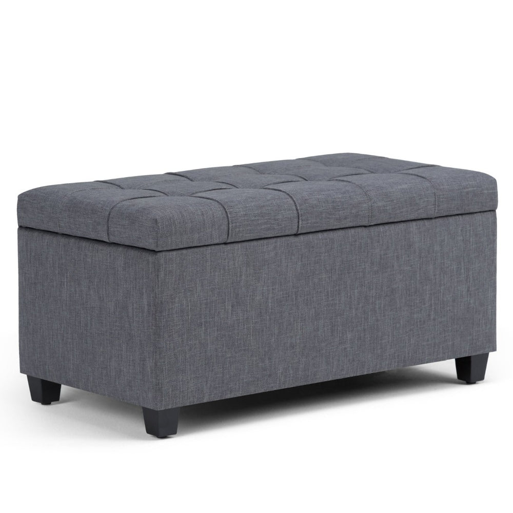 English Elm Sienna Storage Ottoman Bench - Stylish Slate Grey Upholstered Seating & Hidden Storage Solution B136P159117-GIGA