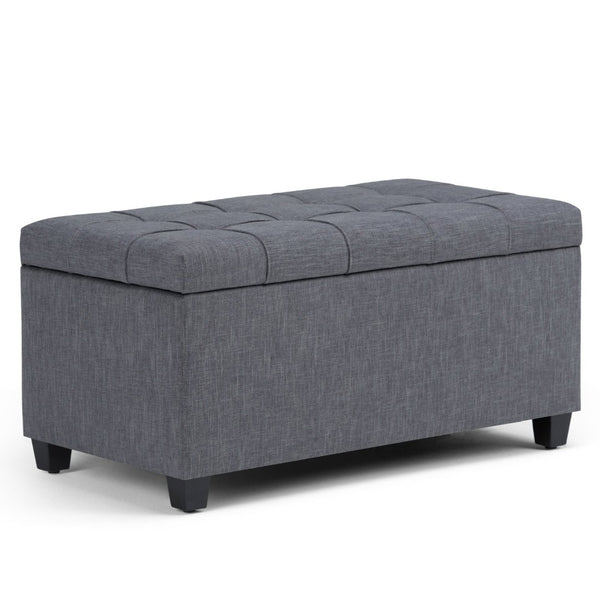 English Elm Sienna Storage Ottoman Bench - Stylish Slate Grey Upholstered Seating & Hidden Storage Solution B136P159117-GIGA