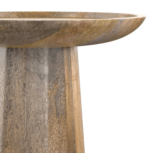 English Elm Dayton Handcrafted Wooden Accent Table with Sculptural Textured Finish — Multipurpose End or Side Table Light Brown B136P158437