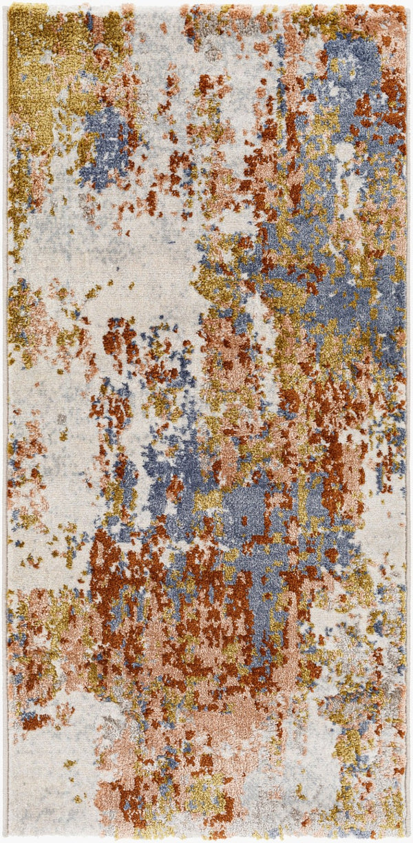 Livabliss Delight Belgian Woven Polypropylene Accent Rug for Entryways Kitchens and Bedside Areas Denim, Mustard 2' x 3'11" DLG2305-2311