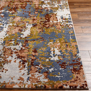Livabliss Delight Belgian Woven Polypropylene Accent Rug for Entryways Kitchens and Bedside Areas Denim, Mustard 2' x 3'11" DLG2305-2311