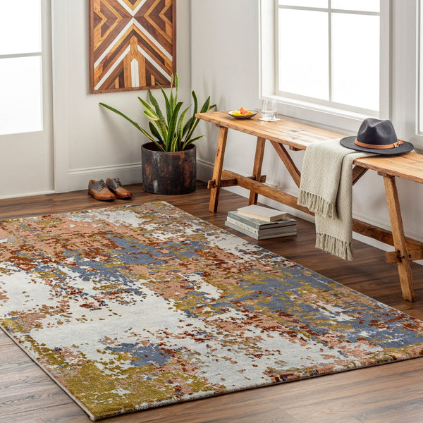 Livabliss Delight Belgian Woven Polypropylene Accent Rug for Entryways Kitchens and Bedside Areas Denim, Mustard 2' x 3'11" DLG2305-2311