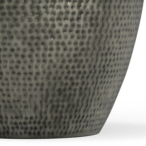 English Elm Preston - Handcrafted Antique Silver Metal Side Table With Drum Design For Chic Modern Interiors B136P159935-GIGA