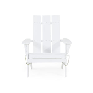 English Elm Zuma Solid Acacia Foldable Adirondack Chair Rustic Outdoor Lounger for Deck or Patio White 68319.00WHI