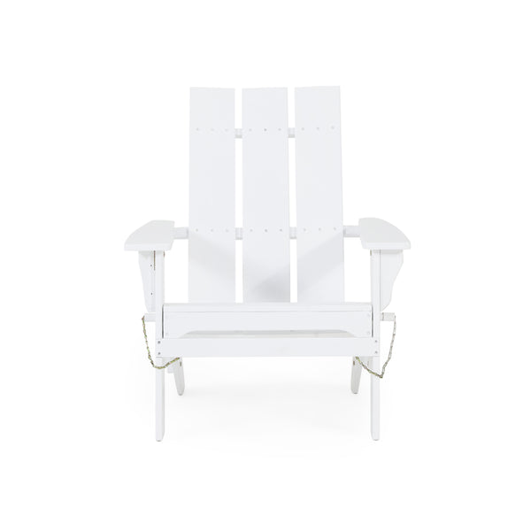 English Elm Zuma Solid Acacia Foldable Adirondack Chair Rustic Outdoor Lounger for Deck or Patio White 68319.00WHI