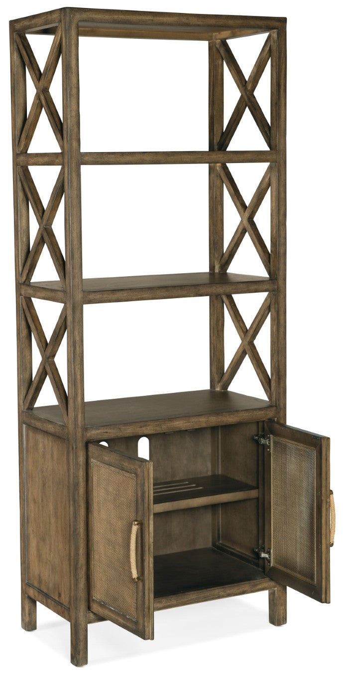 Hooker Furniture Sundance Cliffside Brown Entertainment Pier With Rattan Doors, Soft-Close Storage & California Style 6015-55443-89
