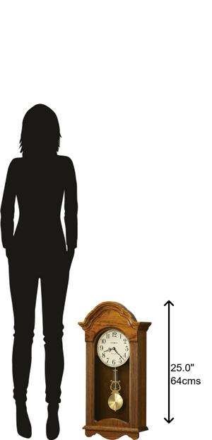 Hekman Furniture 625467 Howard Miller Jayla Wooden Wall Clock - Elegant Legacy Oak Finish With Chiming Pendulum Legacy Oak Jayla Wall Clock 625467