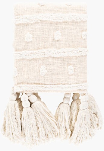 Surya Dallan Moroccan Global Throw - 50"W X 60"L Luxury Cotton Blanket For Cozy Living Room Elegance Off,White Cotton,Cotton Dln1000-5060