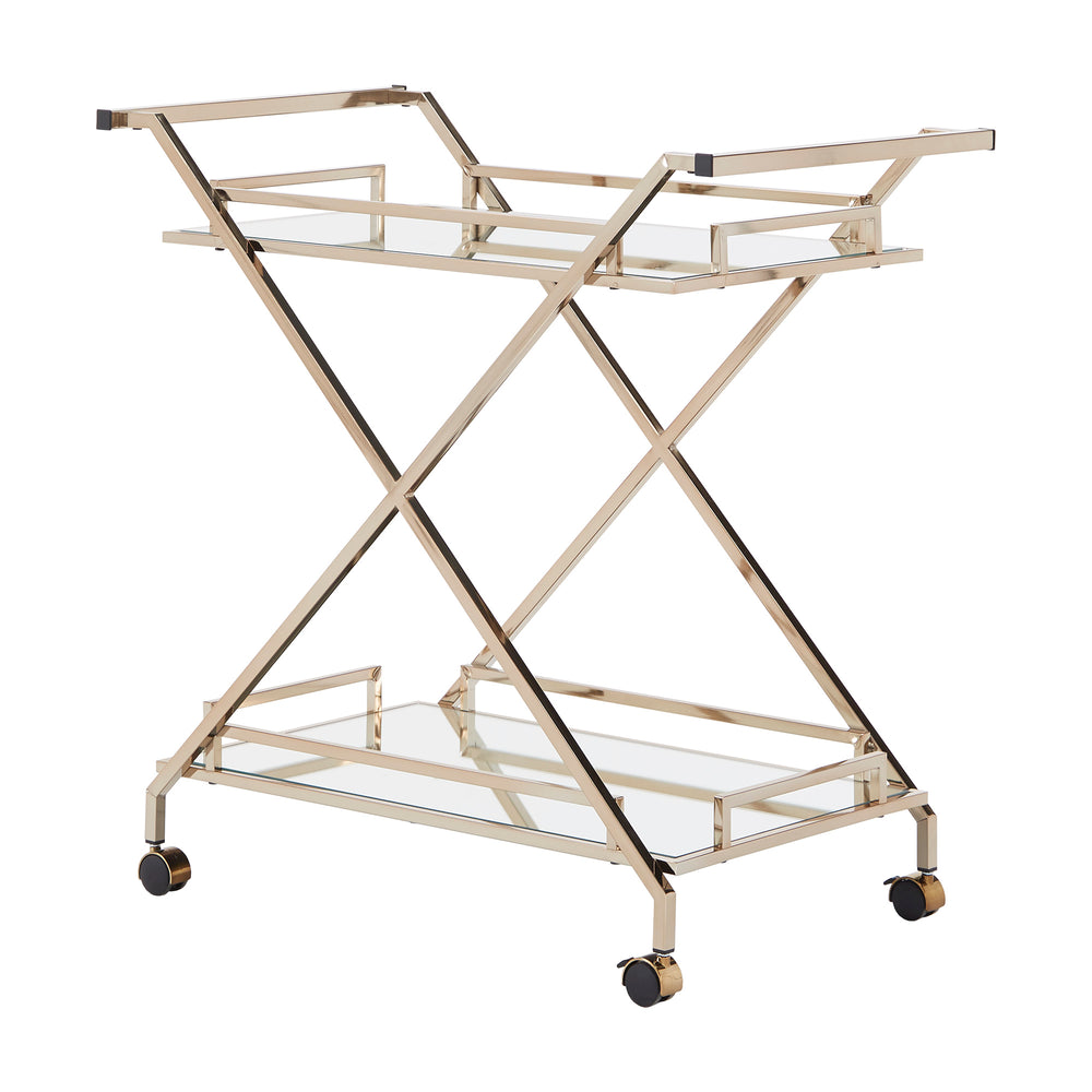 Homelegance By Top-Line Ronnie Champagne Gold Bar Cart Champagne Gold Metal