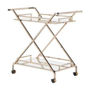 Homelegance By Top-Line Ronnie Champagne Gold Bar Cart Champagne Gold Metal