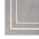 Nourison Essentials NRE02 Machine Made Power-loomed Narrow Border Indoor/Outdoor Contemporary Outdoor Rug Grey,Ivory, Grey Ivory 100% Polypropylene 99446147660