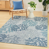 Nourison Garden Oasis GOA05 Machine Made Power-loomed Borderless Design Indoor/Outdoor Coastal, Nautical & Beach Outdoor Rug Blue, Blue 100% Polypropylene 99446959973