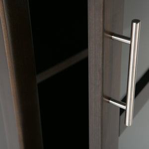 English Elm Avalon Handcrafted High Storage Wine Rack Cabinet with 12-Bottle Rack, Tempered Glass Door, Solid Wood Finish Dark Brown B136P158444