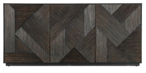 Hooker Furniture Retreat Coastal Entertainment Credenza With Carved Wave Fronts, Soft-Close Doors, Vented Av Hub Dark Wood 6950-55572-99