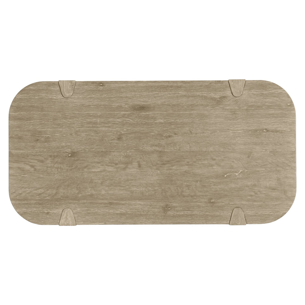 Bernhardt Bernhardt Tribeca Cocktail Table With Wire-Brushed Aurum Oak, Sculpted Legs, Lower Shelf & Casters 333024