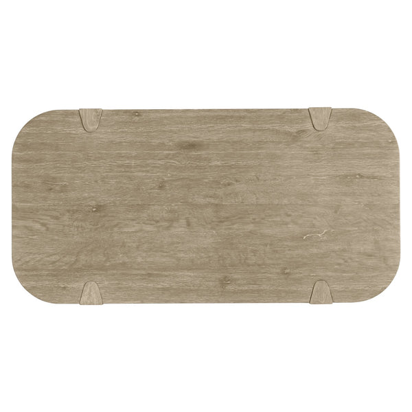 Bernhardt Bernhardt Tribeca Cocktail Table With Wire-Brushed Aurum Oak, Sculpted Legs, Lower Shelf & Casters 333024