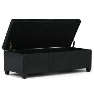 English Elm Avalon Storage Ottoman Bench In Midnight Black - Stylish Seating With Hidden Storage & Safety Hinge B136P158633