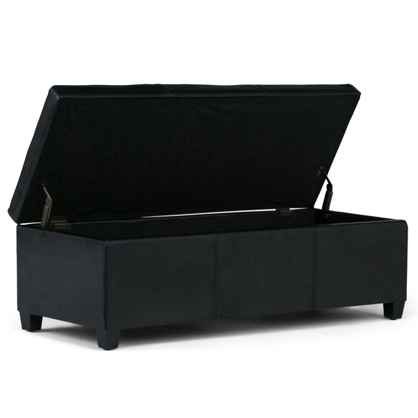 English Elm Avalon Storage Ottoman Bench In Midnight Black - Stylish Seating With Hidden Storage & Safety Hinge B136P158633