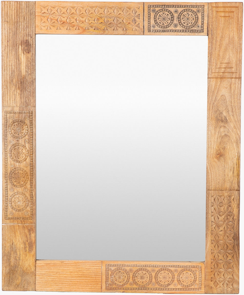 Surya Dilwara 39"H X 32"W Elegant Decor Mirror - Sophisticated Style For Any Room, Crafted In India Frame, Brown Mango Wood Dlw001-3239