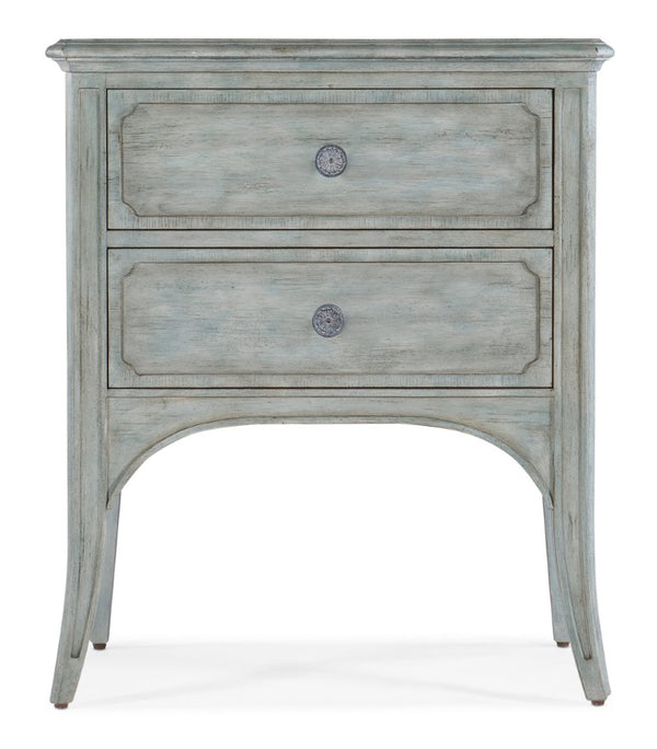 Hooker Furniture Charleston Waterscape Blue Two-Drawer Accent Table — Coastal Vintage Charm, Self-Closing Drawers, Solid Wood Durability 6750-50011-44