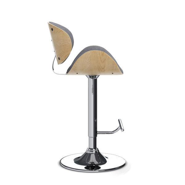 English Elm Marana Adjustable Swivel Bar Stool - Modern Bentwood Design In Light Grey For Ultimate Comfort B136P158933