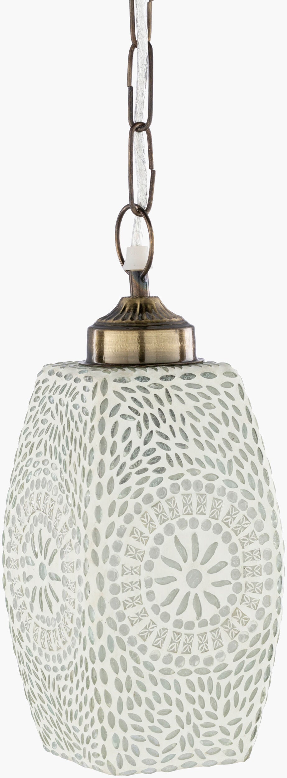 Surya Daleyza Global-inspired 5"L X 5"W X 13"H Pendant Light - Handcrafted Elegance For Your Home Decor Fixture, White Glass,Iron Dlz-003