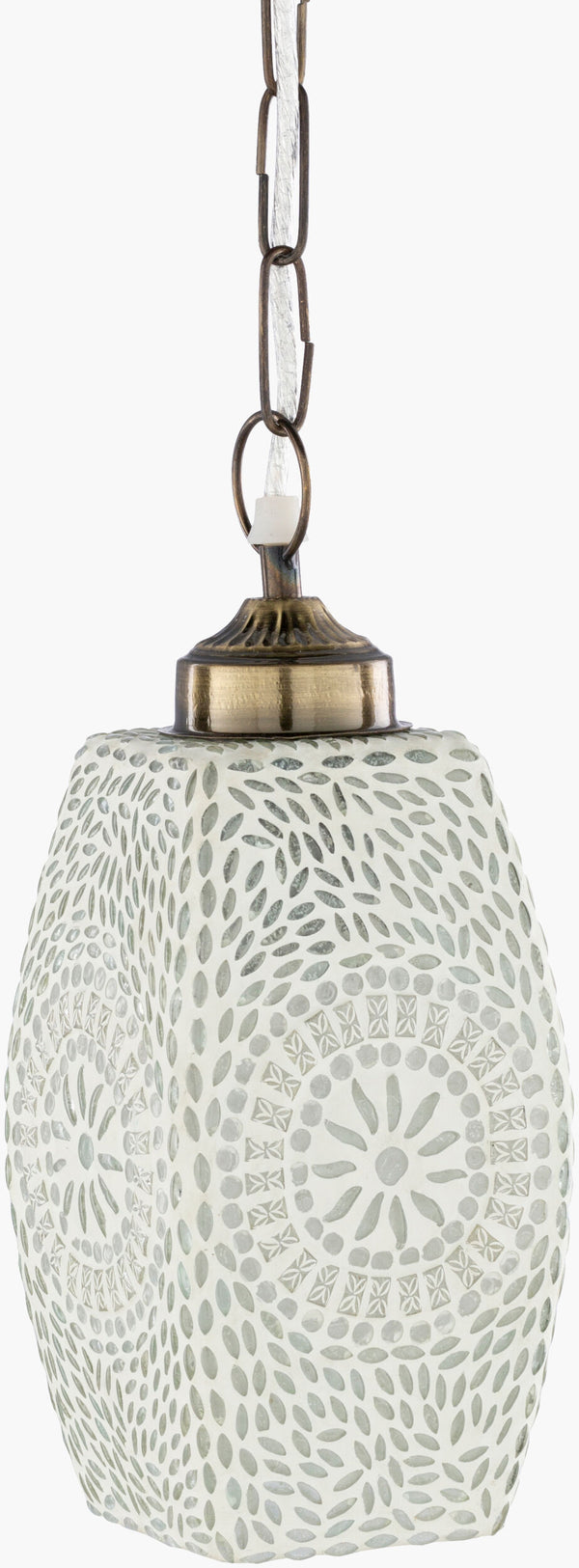 Surya Daleyza Global-inspired 5"L X 5"W X 13"H Pendant Light - Handcrafted Elegance For Your Home Decor Fixture, White Glass,Iron Dlz-003