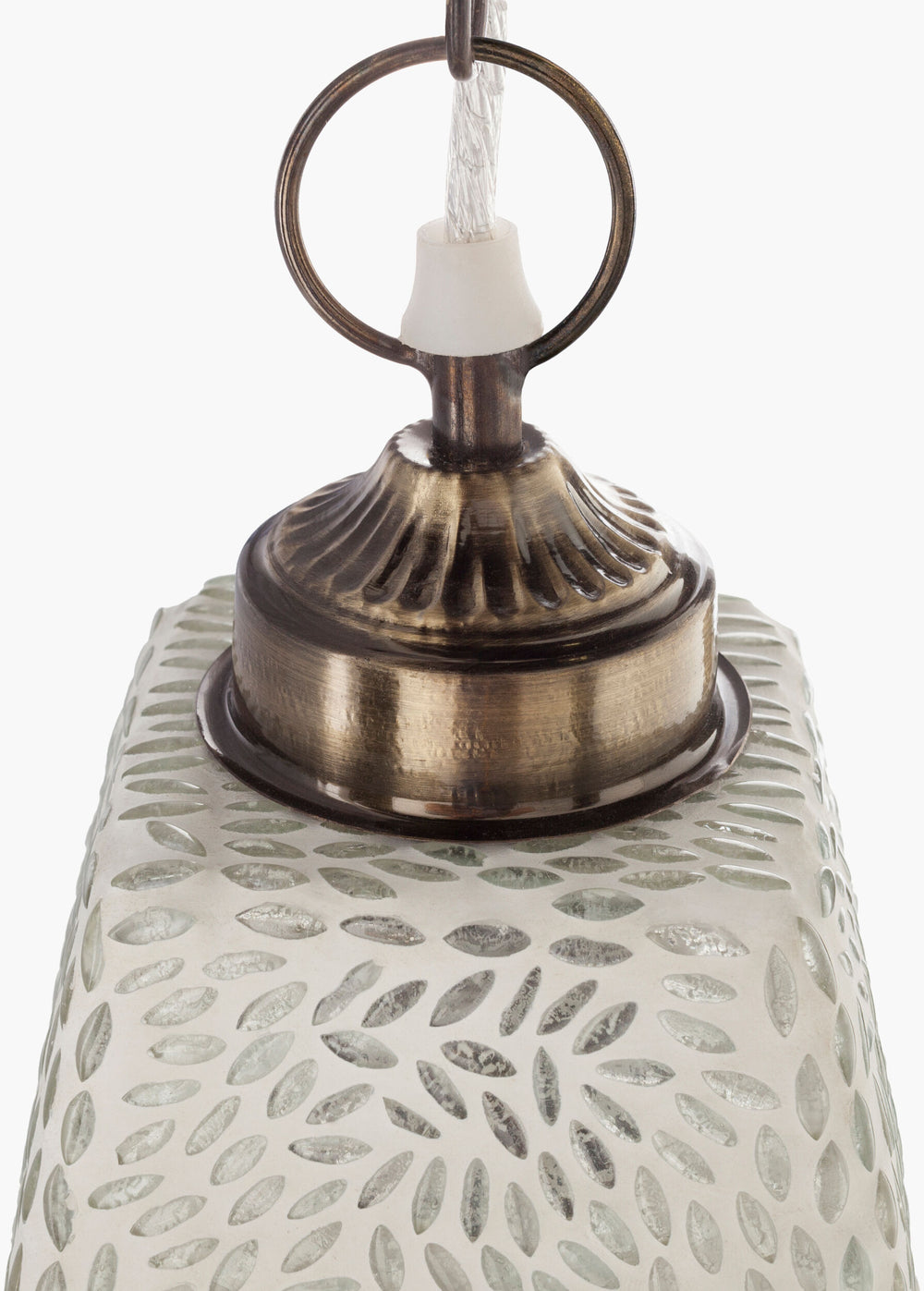 Surya Daleyza Global-inspired 5"L X 5"W X 13"H Pendant Light - Handcrafted Elegance For Your Home Decor Fixture, White Glass,Iron Dlz-003