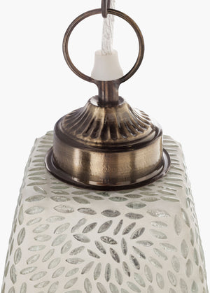 Surya Daleyza Global-inspired 5"L X 5"W X 13"H Pendant Light - Handcrafted Elegance For Your Home Decor Fixture, White Glass,Iron Dlz-003