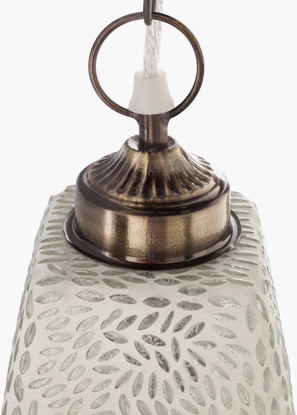 Surya Daleyza Global-inspired 5"L X 5"W X 13"H Pendant Light - Handcrafted Elegance For Your Home Decor Fixture, White Glass,Iron Dlz-003