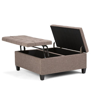English Elm Harrison Multi-Functional Coffee Table Storage Ottoman - Fawn Brown With Stylish Tufted Upholstery B136P159138