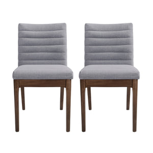 English Elm Christopher Knight Home® - DINING Chair Set of 2 Dark Grey Mid-Century Upholstered Fabric Seats with Channel Stitching & Splayed Rubberwood Legs 73471.00