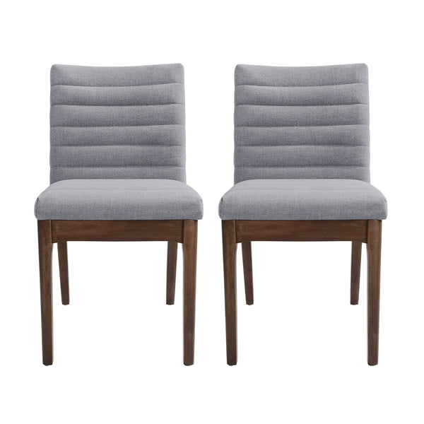 English Elm Christopher Knight Home® - DINING Chair Set of 2 Dark Grey Mid-Century Upholstered Fabric Seats with Channel Stitching & Splayed Rubberwood Legs 73471.00